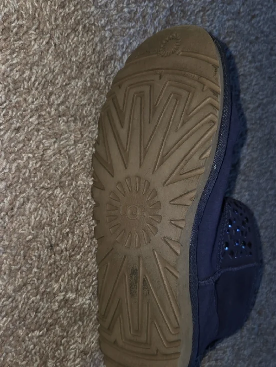 UGG Navy Suede Short Booties with Cutout Gem Cuff - Picture 9 of 12